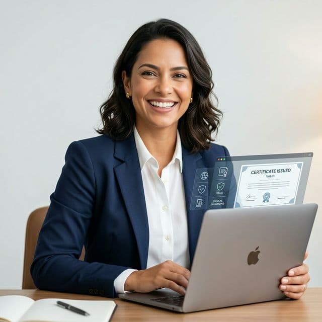 Profissional utilizando certificado digital no notebook